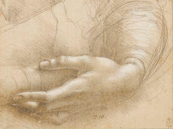 Estudo de braços e  mãos femininas proveniente do Castelo de Windsor. Leonardo da Vinci