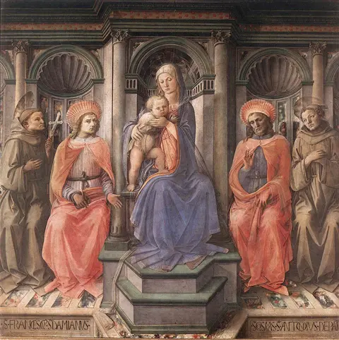 Pala del Noviziato (Madonna col Bambino e santi) - Filippo Lippi, Uffizi