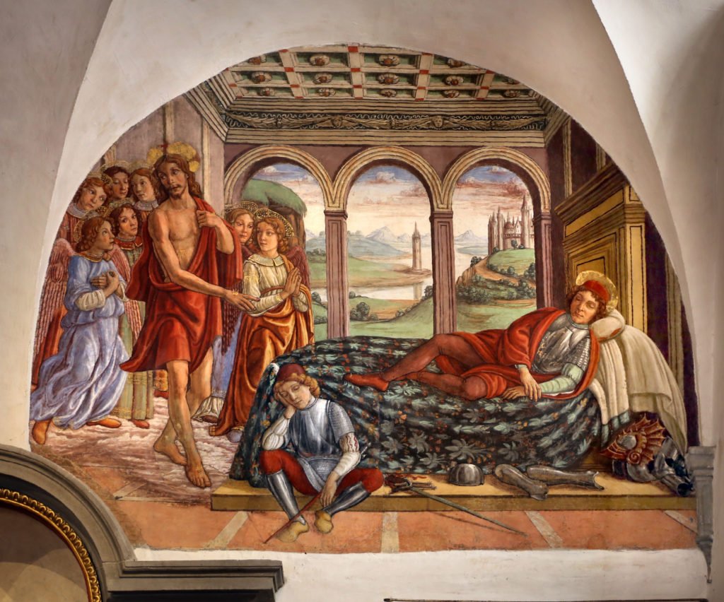 Jesus aparece em sonho para São Martinho - Escola de Ghirlandaio, Oratório de San Martino, Florença